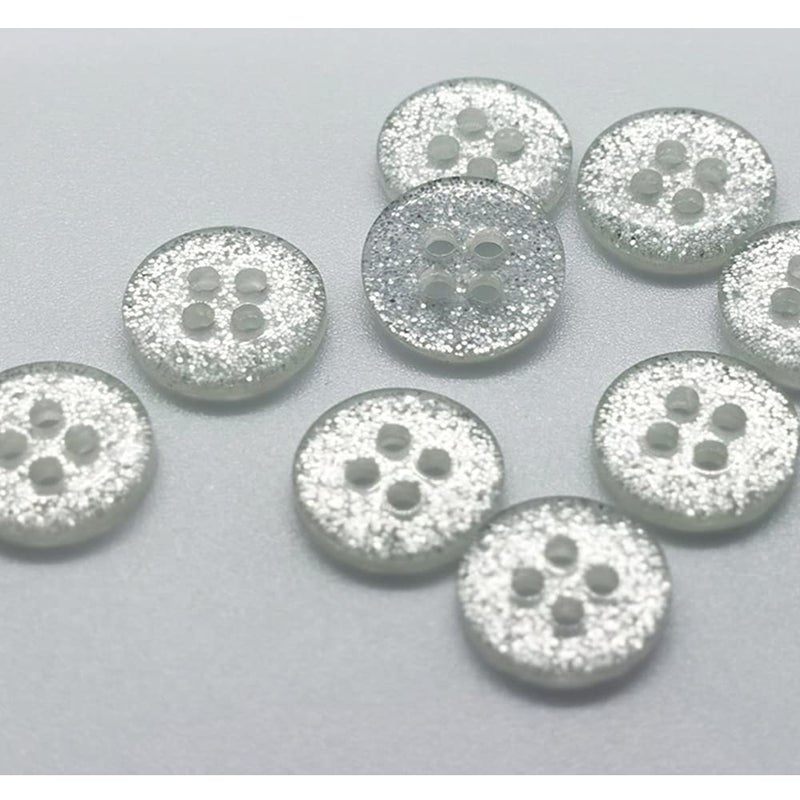 vingol 50 PCS 4-Hole Buttons Glitter Craft & Sewing Buttons Resin Round Retro Buttons for Clothes Decoration (Transparent 11.5mm) - Image 2